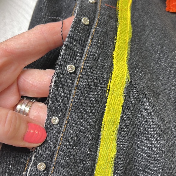 🌟👑Adorned Crown Textile denim jacket embroidered custom be yourself altered XL - Picture 8 of 13